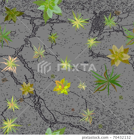 Abstract pattern of plants breaking through the asphalt. Vector illustration seamless. Abstract pattern of plants breaking through the asphalt. Vector illustration seamless. 70432132