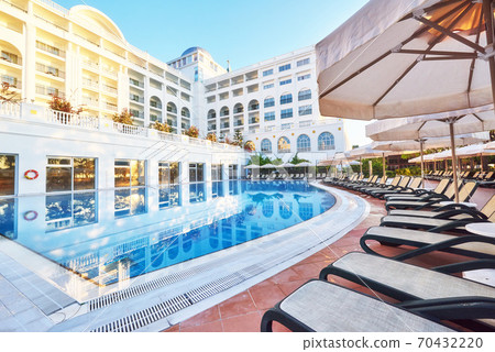 The popular resort Amara Dolce Vita Luxury Hotel. With pools and water parks and recreational area along the sea coast in Turkey. Tekirova-Kemer 70432220