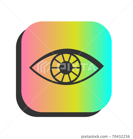Eye icon, clear line image, flat simple design, rainbow rectangle background Eye icon, clear line image, flat simple design, rainbow rectangle background 70432256