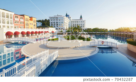 Swimming pool and beach of luxury hotel and outdoor pools and a spa. Amara Dolce Vita Luxury Hotel. Resort. Tekirova-Kemer. Turkey. Swimming pool and beach of luxury hotel and outdoor pools and a spa. Amara Dolce Vita Luxury Hotel. Resort. Tekirova-Kemer. Turkey. 70432287