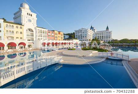 Swimming pool and beach of luxury hotel and outdoor pools and a spa. Amara Dolce Vita Luxury Hotel. Resort. Tekirova-Kemer. Turkey. Swimming pool and beach of luxury hotel and outdoor pools and a spa. Amara Dolce Vita Luxury Hotel. Resort. Tekirova-Kemer. Turkey. 70432288