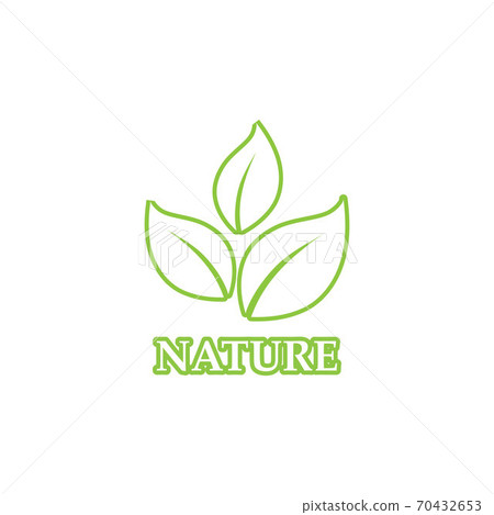 green leaf outline ecology nature element logo - Stock Illustration ...