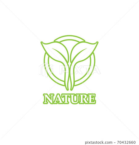 green leaf outline ecology nature element logo - Stock Illustration ...