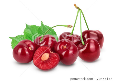 red sweet cherry isolated on white background with clipping path and full depth of field 70435152