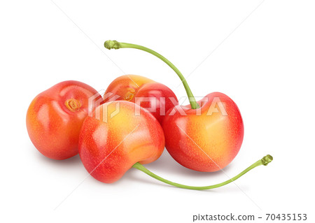 yellow-red sweet cherry isolated on white background with clipping path and full depth of field 70435153