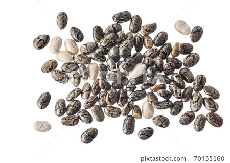 Chia seeds isolated on white background with clipping path and full depth of field. Top view. Flat lay. 70435160