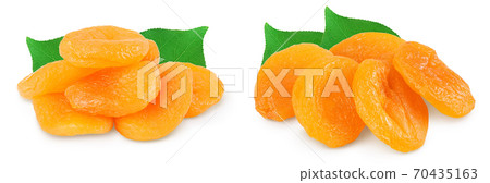 Dried apricots isolated on white background with clipping path and full depth of field. Dried apricots isolated on white background with clipping path and full depth of field. 70435163