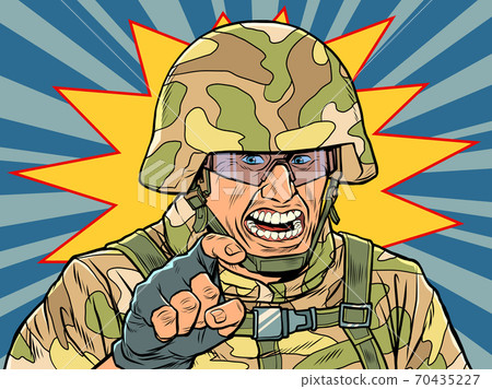 Aggressive military in camouflage and helmet Aggressive military in camouflage and helmet 70435227