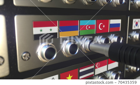 Jack plug with flag of Azerbaijan. Conceptual 3d rendering 70435359