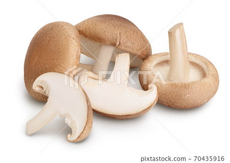 Fresh Shiitake mushroom isolated on white background with clipping path and full depth of field. 70435916