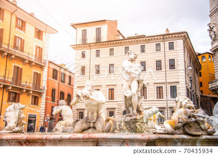 Fontana del Moro, or Moor Fountain, on Piazza Navona, Rome, Italy Fontana del Moro, or Moor Fountain, on Piazza Navona, Rome, Italy 70435934