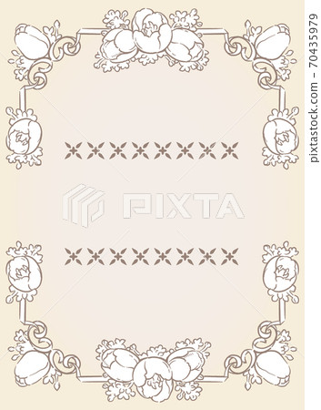 Antique decorative frames and decorative elements with tulip flowers. Vector material 70435979