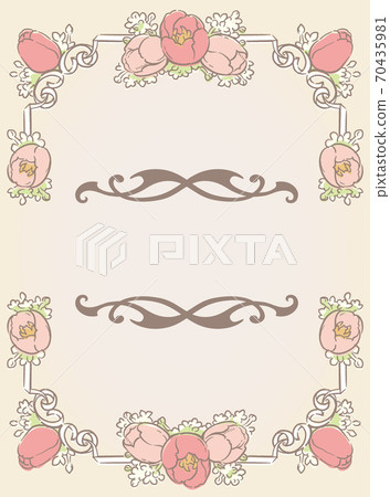 Antique decorative frames and decorative elements with tulip flowers. Vector material 70435981