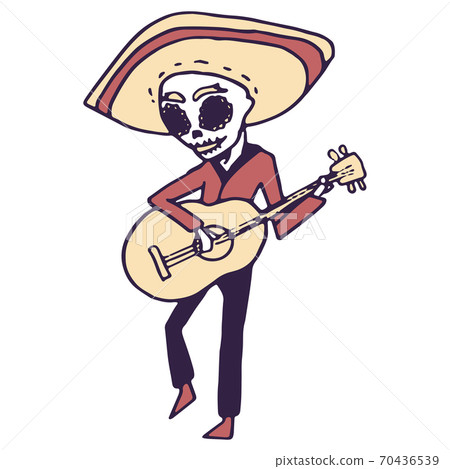 Mexican guitar player on white isolated backdrop Mexican guitar player on white isolated backdrop 70436539