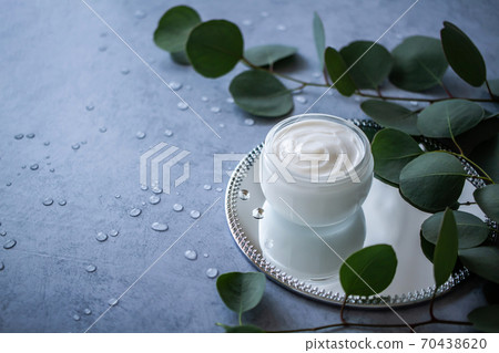 Moisturizing cream and eucalyptus leaves Natural skin care image material 70438620