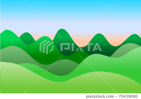 Mountain and sky at sunrise. In the style of simple decorative pictures Mountain and sky at sunrise. In the style of simple decorative pictures 70439000