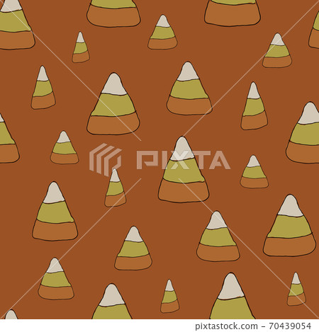 Candy Corn pattern on a dark orange background seamless vector pattern 70439054