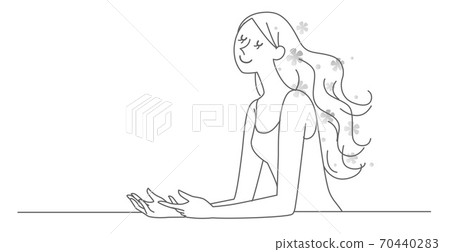 Female long hair upper body image illustration monotone Female long hair upper body image illustration monotone 70440283