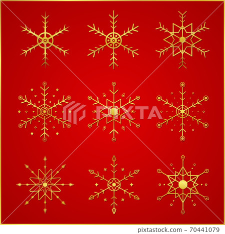 Snow flake symbol luxury gold icon set design christmas concept. 70441079