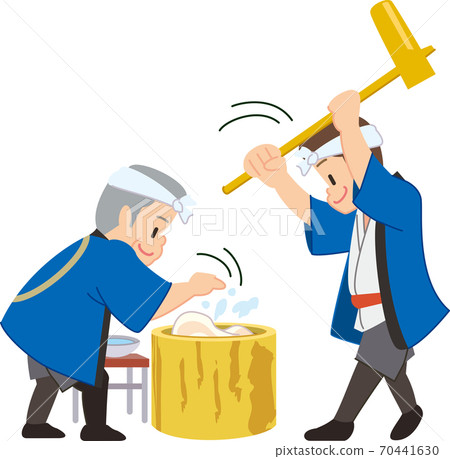 兩名男子做年糕 70441630