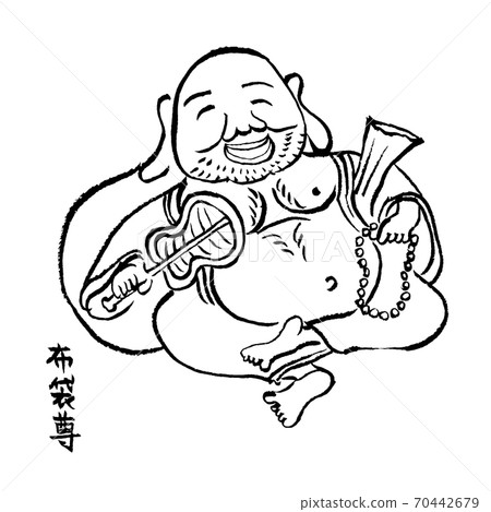 Hand-painted brush monochrome illustration of Takeshi Nunobukuro (Seven Lucky Gods) 70442679