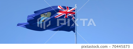 3D rendering of the national flag of Saint Helena waving in the wind 3D rendering of the national flag of Saint Helena waving in the wind 70445873
