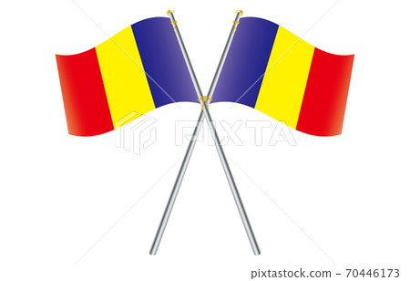 New World Flag 2: 3 Ver Gradation Wave Pole Cross Romania 70446173