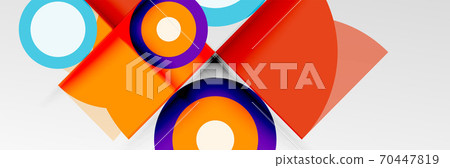 Bright color circles, abstract round shapes and triangles composition with shadow effects. Vector modern geometric design template Bright color circles, abstract round shapes and triangles composition with shadow effects. Vector modern geometric design template 70447819