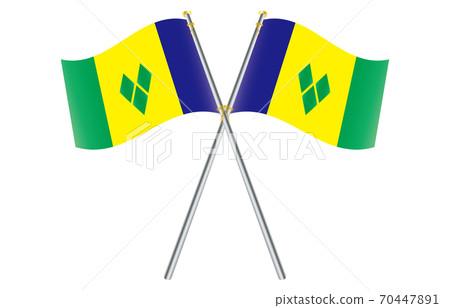 Flag of the New World 2: 3 Ver Gradient Wave Pole Cross St. Vincent and the Grenadines 70447891
