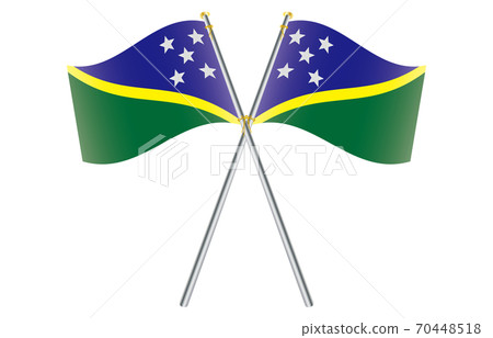 New World Flag 2: 3 Ver Gradation Wave Pole Cross Solomon Islands 70448518