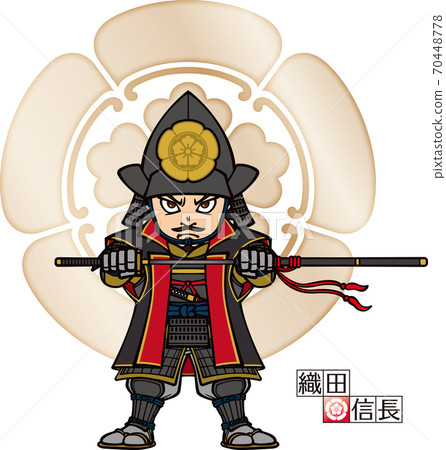 Nobunaga Oda trying to pull out a sword [3 heads, helmet, family crest] 70448778