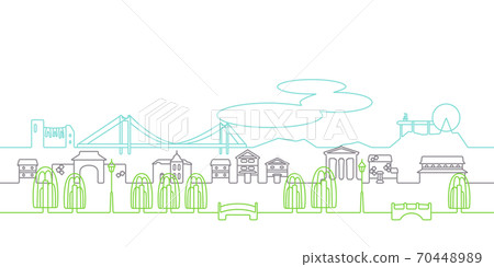 Kurashiki cityscape line art Kurashiki cityscape line art 70448989