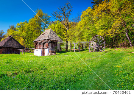 Traditional peasant house,Astra Ethnographic village museum, Sibiu, Romania, Europe   70450461