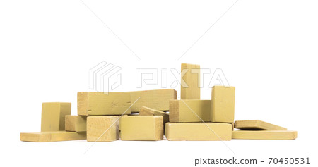 Vintage green building blocks isolated on white Vintage green building blocks isolated on white 70450531