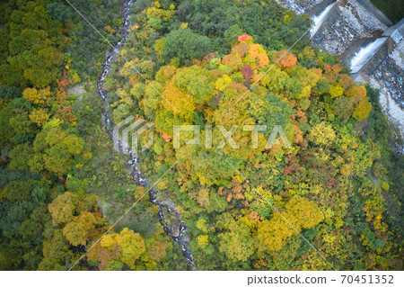 Beautiful autumn leaves from Sarukuwaso to Hakuba Taisetsukei, Hakuba Village, Nagano Prefecture (aerial view by drone) Beautiful autumn leaves from Sarukuwaso to Hakuba Taisetsukei, Hakuba Village, Nagano Prefecture (aerial view by drone) 70451352