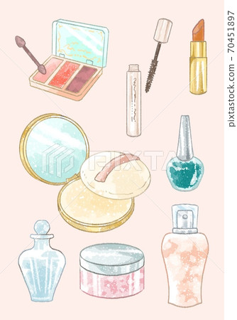 Illustration of a cosmetic set with a gentle touch 70451897