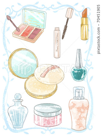 Illustration of a cosmetic set with a gentle touch 70451905