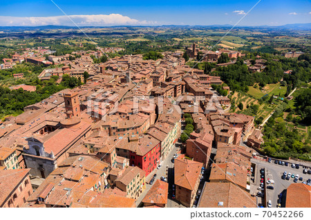 Aerial view of Siena old town, medieval town with ancient architecture, Tuscany, Italy Aerial view of Siena old town, medieval town with ancient architecture, Tuscany, Italy 70452266