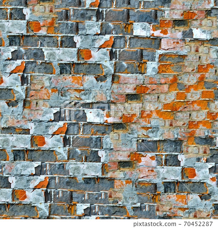 Weathered red brick wall texture seamlessly tileable. 4K 70452287