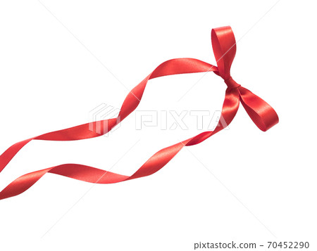 Silk red ribbon bow isolated on white background 70452290