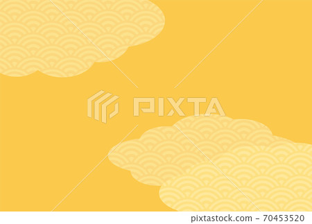 Hagaki尺寸橙色背景素材青海波雲 70453520