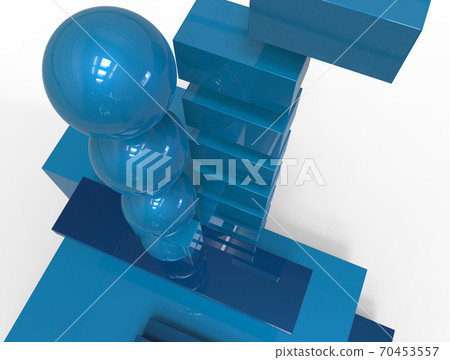 3D render - model of  cubes one red  isolated on white. 70453557