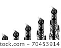 Silhouette of the Antenna of cellular cell phone and communication system tower arranged as a bar chart on white background, Telecommunication technology concept. 70453914