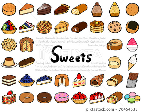 Sweet Set:Hand drawn vector illustration like woodblock print 70454533