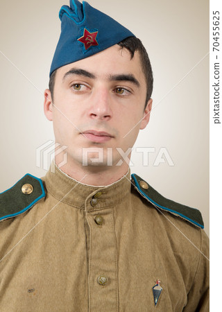Portrait of a young Soviet soldier, ww2 70455625