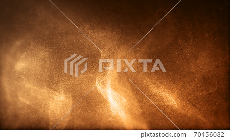 Gold color digital particles wave flow Or diffuse by the wind of the sand. Abstract technology background concept 70456082