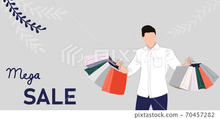 Big sale with man for website banner or poster sale.  70457282