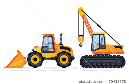 Construction Equipment Crane and Bulldozer Set Construction Equipment Crane and Bulldozer Set 70458578