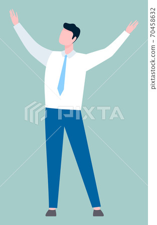 Business Idea, Businessman Standing with Hands Up Business Idea, Businessman Standing with Hands Up 70458632