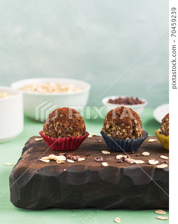 Protein energy balls with cocoa and seeds 70459239